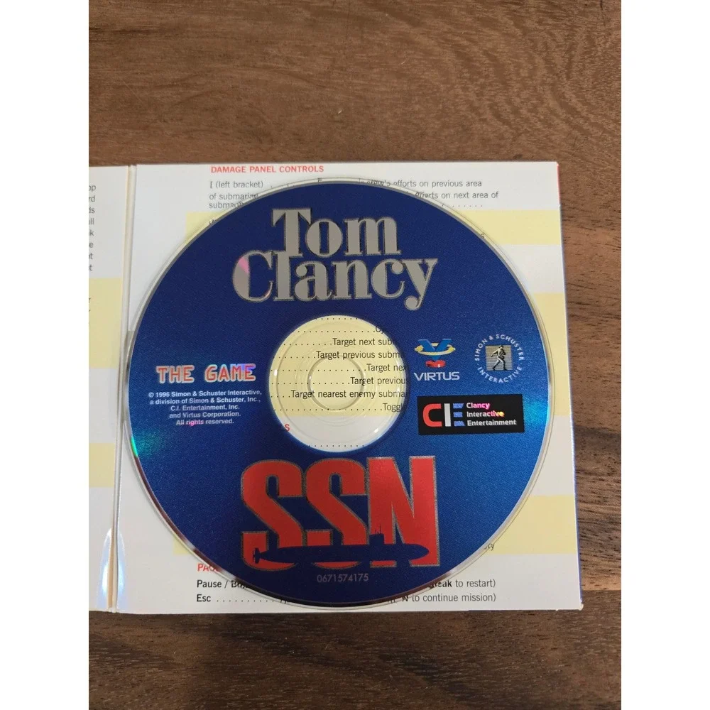 Tom Clancy SSN PC CD-ROM Game 1996 Windows 95 Submarine Simulation Vintage